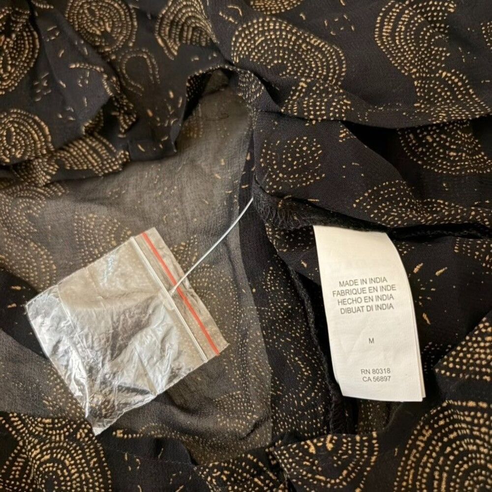 Lucky Brand Blouse Women's Medium Black Sheer Ruffle Long Sleeve Top Shirt NWT - Picture 8 of 10